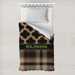 Moroccan & Plaid Toddler Duvet Cover w/ Name or Text