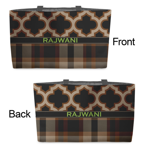 Moroccan & Plaid Tote w/Black Handles - Front & Back Views