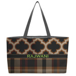 Moroccan & Plaid Beach Totes Bag - w/ Black Handles (Personalized)