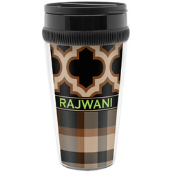 Moroccan & Plaid Acrylic Travel Mug without Handle (Personalized)