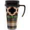Moroccan & Plaid Acrylic Travel Mug with Handle (Personalized)