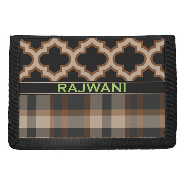 Custom Moroccan & Plaid Trifold Wallet (Personalized)