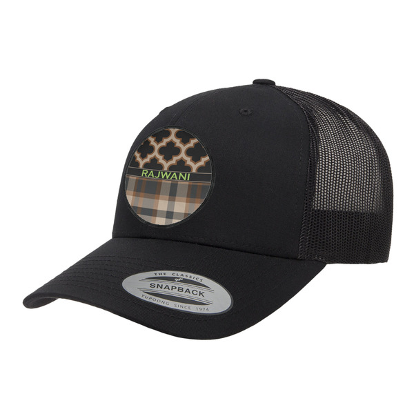 Custom Moroccan & Plaid Trucker Hat - Black (Personalized)