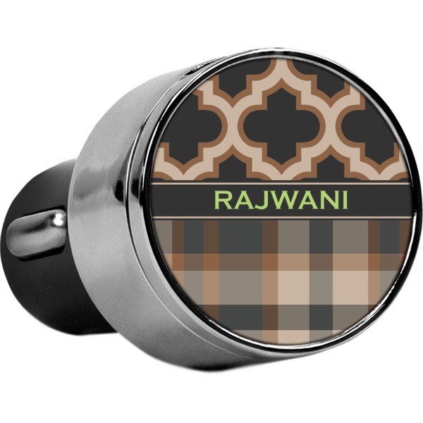 Custom Moroccan & Plaid USB Car Charger (Personalized)