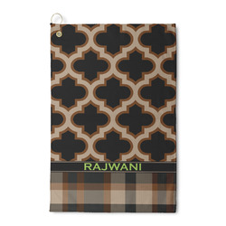 Moroccan & Plaid Waffle Weave Golf Towel (Personalized)
