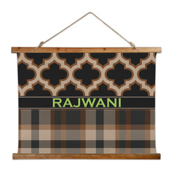 Moroccan & Plaid Wall Hanging Tapestry - Wide (Personalized)
