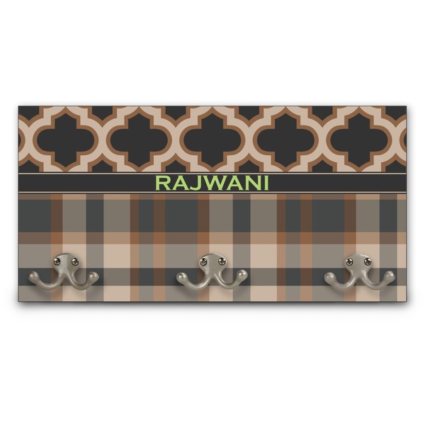 Custom Moroccan & Plaid Wall Mounted Coat Rack (Personalized)