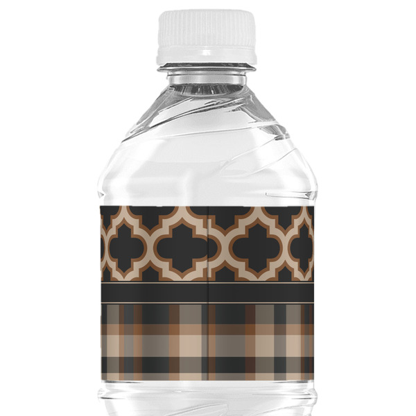 Moroccan & Plaid Water Bottle Label - Back View