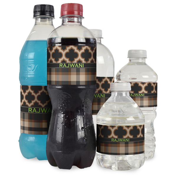 Moroccan & Plaid Water Bottle Label - Multiple Bottle Sizes