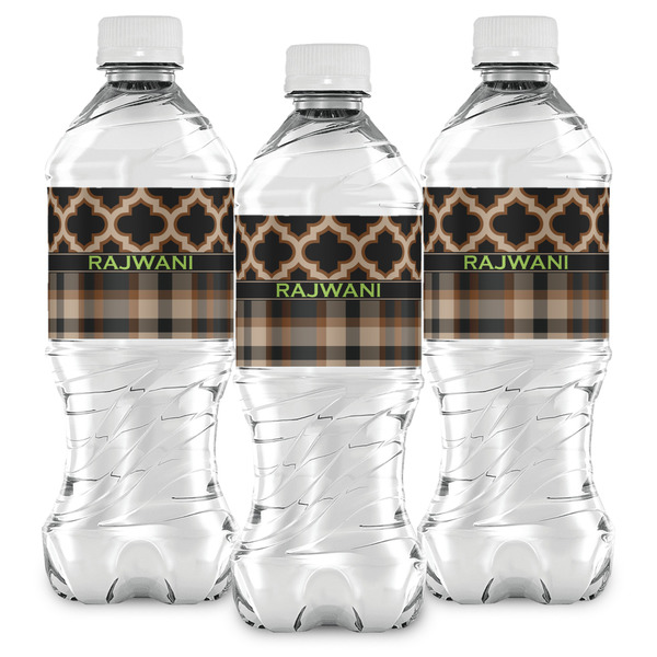 Moroccan & Plaid Water Bottle Labels - Front View