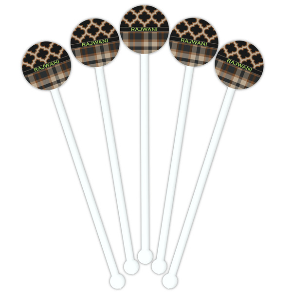 Moroccan & Plaid White Plastic 5.5" Stir Stick - Fan View