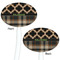 Moroccan & Plaid White Plastic 7" Stir Stick - Double Sided - Oval - Front & Back