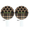 Moroccan & Plaid White Plastic 7" Stir Stick - Double Sided - Round - Front & Back