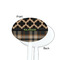 Moroccan & Plaid White Plastic 7" Stir Stick - Single Sided - Oval - Front & Back