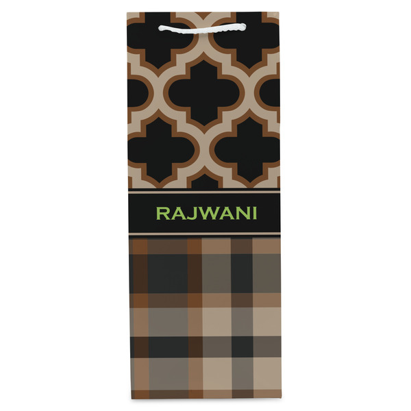 Moroccan & Plaid Wine Gift Bag - Matte - Front