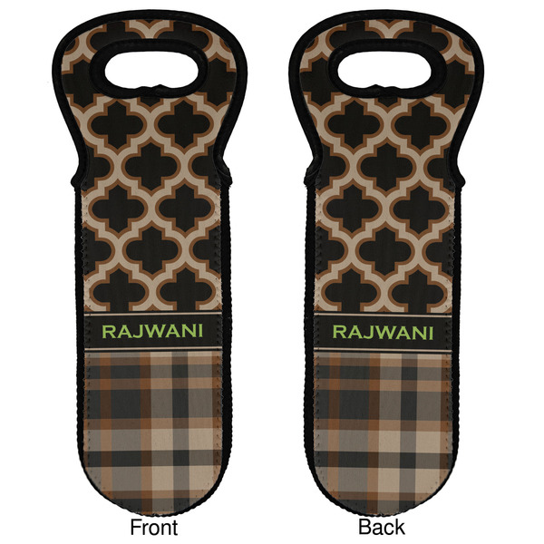 Moroccan & Plaid Wine Tote Front & Back