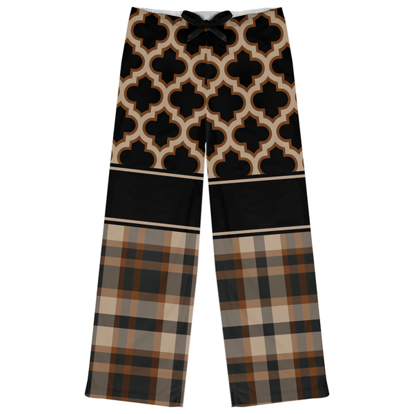 Custom Moroccan & Plaid Womens Pajama Pants - M