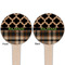 Moroccan & Plaid Wooden 4" Food Pick - Round - Double Sided - Front & Back