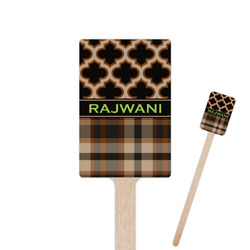 Moroccan & Plaid 6.25" Rectangle Wooden Stir Sticks - Single Sided (Personalized)