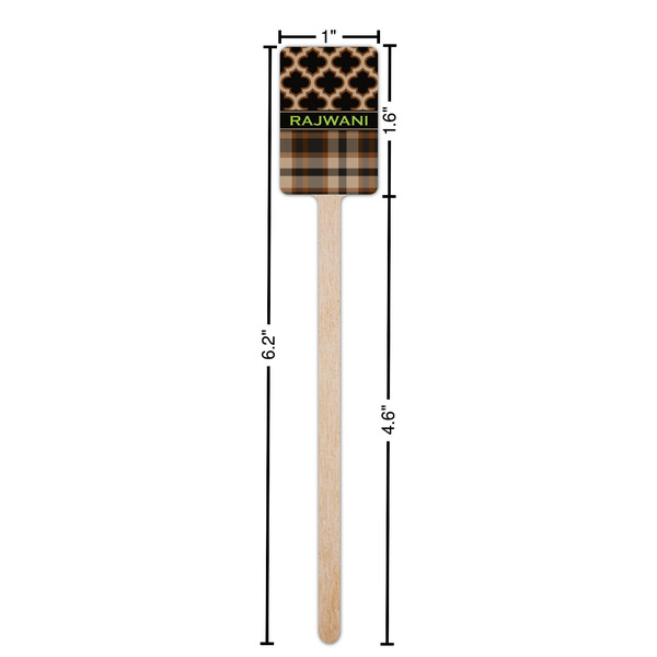 Moroccan & Plaid Wooden 6.25" Stir Stick - Rectangular - Dimensions