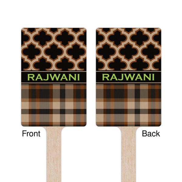 Moroccan & Plaid Wooden 6.25" Stir Stick - Rectangular - Double Sided - Front & Back