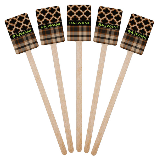 Moroccan & Plaid Wooden 6.25" Stir Stick - Rectangular - Fan View