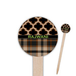 Moroccan & Plaid Round Wooden Food Picks (Personalized)