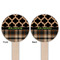 Moroccan & Plaid Wooden 6" Food Pick - Round - Double Sided - Front & Back