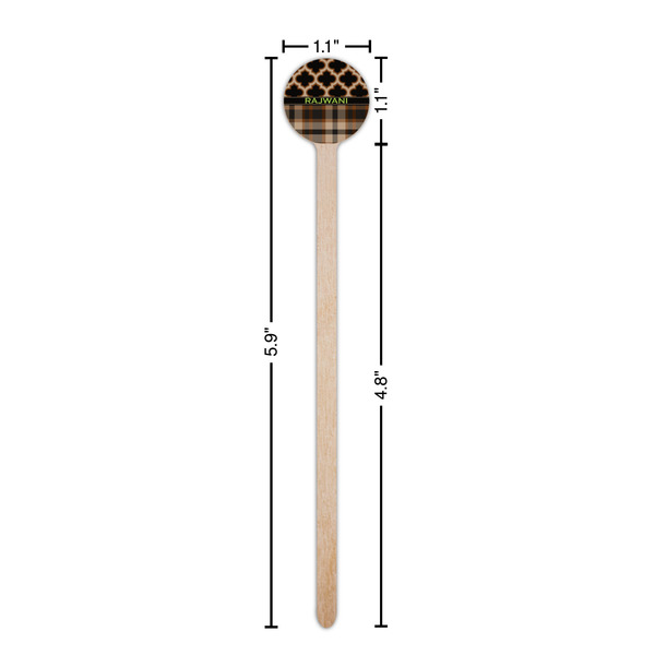 Moroccan & Plaid Wooden 6" Stir Stick - Round - Dimensions