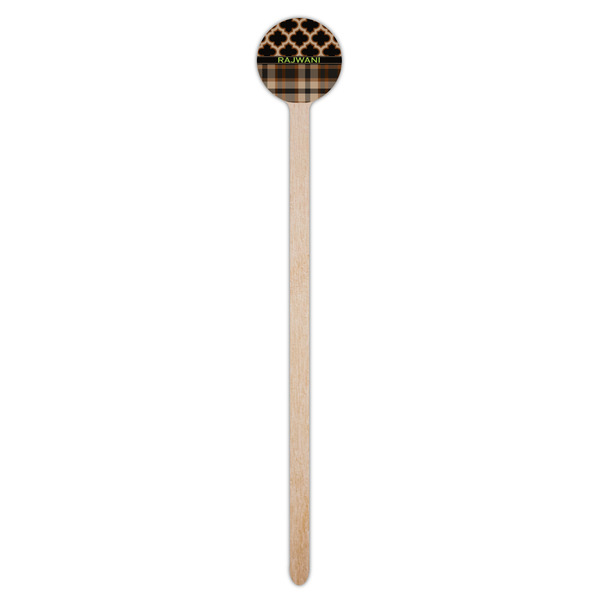 Moroccan & Plaid Wooden 7.5" Stir Stick - Round - Single Stick