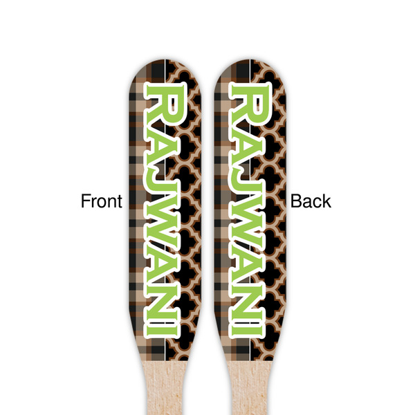Moroccan & Plaid Wooden Food Pick - Paddle - Double Sided - Front & Back