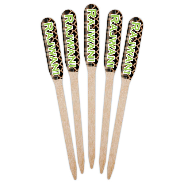 Moroccan & Plaid Wooden Food Pick - Paddle - Fan View