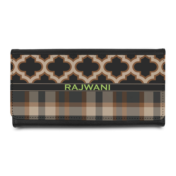 Custom Moroccan & Plaid Leatherette Ladies Wallet (Personalized)