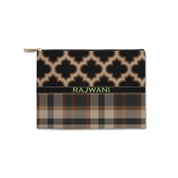 Custom Moroccan & Plaid Zipper Pouch - Small - 8.5"x6" (Personalized)