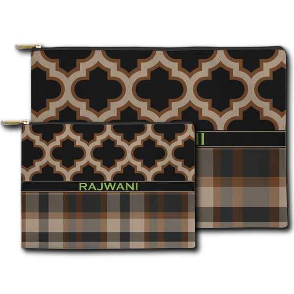 Moroccan & Plaid Zippered Pouches - Size Comparison