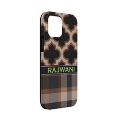 Moroccan & Plaid iPhone Case - Rubber Lined - iPhone 13 Mini (Personalized)
