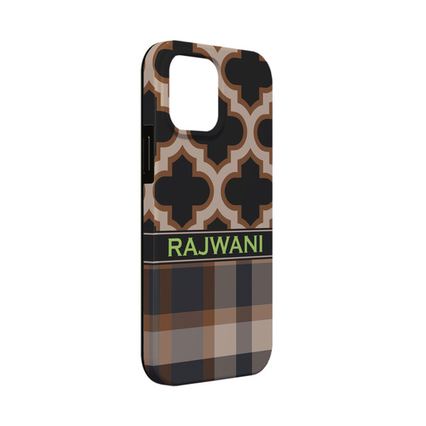 Custom Moroccan & Plaid iPhone Case - Rubber Lined - iPhone 13 Mini (Personalized)