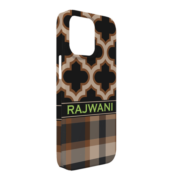 Custom Moroccan & Plaid iPhone Case - Plastic - iPhone 13 Pro Max (Personalized)
