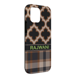 Moroccan & Plaid iPhone Case - Rubber Lined - iPhone 13 Pro Max (Personalized)