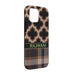 Moroccan & Plaid iPhone Case - Rubber Lined - iPhone 13 Pro (Personalized)