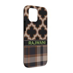 Moroccan & Plaid iPhone Case - Rubber Lined - iPhone 13 (Personalized)