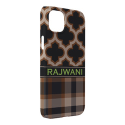 Moroccan & Plaid iPhone Case - Plastic - iPhone 14 Plus (Personalized)