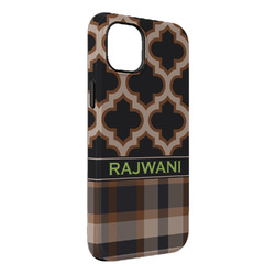 Moroccan & Plaid iPhone Case - Rubber Lined - iPhone 14 Pro Max (Personalized)