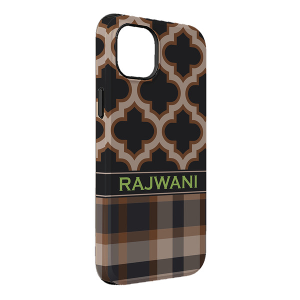 Custom Moroccan & Plaid iPhone Case - Rubber Lined - iPhone 14 Pro Max (Personalized)