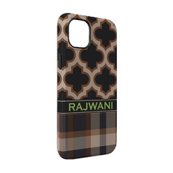 Moroccan & Plaid iPhone Case - Rubber Lined - iPhone 14 Pro (Personalized)