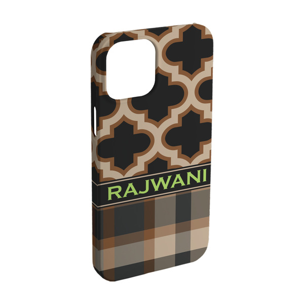 Custom Moroccan & Plaid iPhone Case - Plastic - iPhone 15 (Personalized)