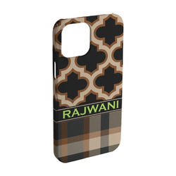 Moroccan & Plaid iPhone Case - Plastic - iPhone 15 Pro (Personalized)