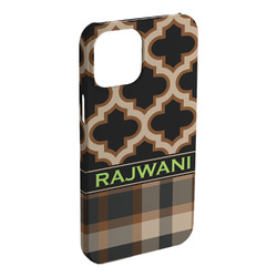 Moroccan & Plaid iPhone Case - Plastic - iPhone 15 Pro Max (Personalized)