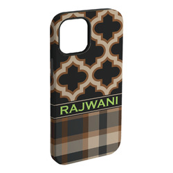 Moroccan & Plaid iPhone Case - Rubber Lined - iPhone 15 Pro Max (Personalized)