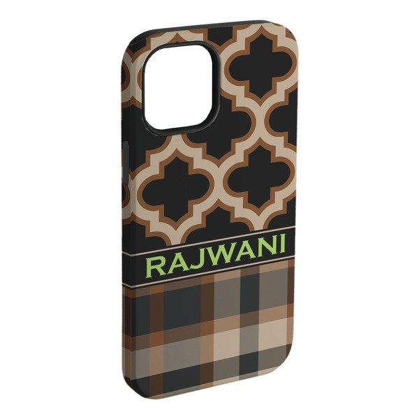 Custom Moroccan & Plaid iPhone Case - Rubber Lined (Personalized)